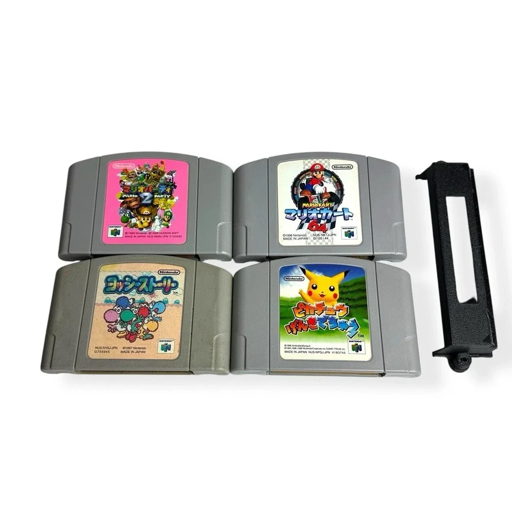 Lot of 4 Japanese Nintendo 64 N64 Cartridge & Tray - Mario, Yoshi, Pikachu, Kart